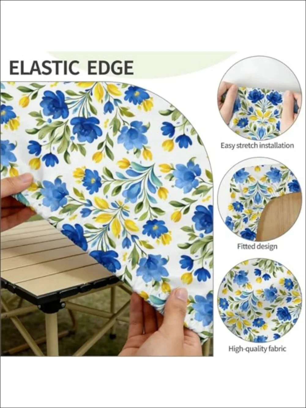 Rectangle Outdoor Tablecloth Waterproof Umbrella Hole Zipper Stretch Edge